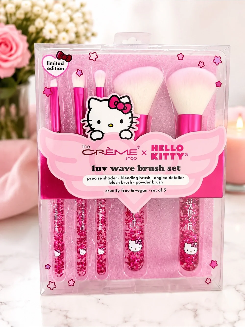 The Crème Shop x Hello Kitty Luv Wave 5 Pc Makeup Brush Set Limited Edition
